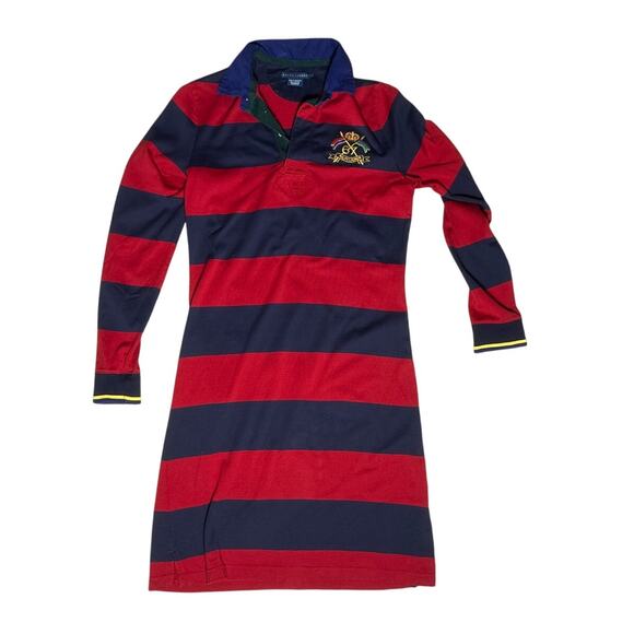 Ralph Lauren Dresses & Skirts - Ralph Lauren Rugby Shirt Dress Size L Striped Preppy Heritage Y2K